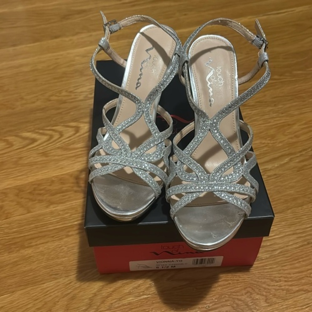 Silver strap heels